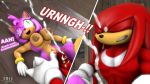  amy_rose breasts clenched_teeth cum cum_on_face cumshot dialogue facial green_eyes gritted_teeth knuckles_the_echidna moorsheadfalling nipples penis sega sonic source_filmmaker 