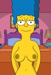  bedroom breasts marge_simpson nipples nude smile the_simpsons topless 
