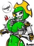  armor crown green_eyes green_hair green_lipstick hentai-foundry necron pressed_boobs pressing_breasts_together robot robot_girl robot_humanoid robot_joints short_hair skeenlangly skeenlangly_(artist) warhammer_(franchise) warhammer_40k 
