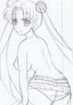  ass bishoujo_senshi_sailor_moon breasts looking_back monochrome mostly_nude no_bra panties sailor_moon tsukino_usagi twin_tails usagi_tsukino 