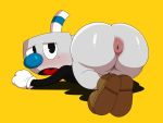  2017 all_fours anus ass big_ass blush bubble_butt cuphead cuphead_(game) mugman mugman_(character) yaoi 