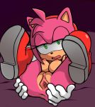  1girl amy_rose bedroom_eyes boots breasts clitoris erect_nipples eyelashes filthypally furry gaping_anus gaping_pussy gloves green_eyes hairband hedgehog holding_butt inviting on_bed open_mouth sega spread_legs spread_pussy urethra 