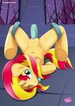  1girl 2017 anthro ball_gag equestria_girls equestria_untamed female friendship_is_magic horn my_little_pony one_eye_closed palcomix restrained sex_toy sunset_shimmer sunset_shimmer_(eg) tail tears vaginal vaginal_insertion 