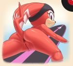  1girl absurd_res anus ass echidna eyelashes furry headband looking_back marthedog nude on_stomach partially_submerged pinup pubic_hair purple_eyes pussy raised_tail sega shade_the_echidna spread_legs surfboard 