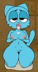  &lt;3 1girl 1girl 2017 after_sex anthro bedroom_eyes big_thighs blue_fur breasts cartoon_network cat cum cum_in_mouth cum_inside cum_on_breasts cum_on_tongue digital_media_(artwork) fangs feline fur furry half-closed_eyes holding_breast itsded kneel looking_at_viewer mammal navel nicole_watterson nipples nude pose presenting presenting_breasts pussy raised_tail seductive simple_background the_amazing_world_of_gumball tongue tongue_out whiskers wide_hips 