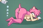  1girl after_sex ahegao all_fours amy_rose anal_beads areola ass blush bracelet breasts clitoris disembodied_hand erect_nipples eyelashes furry gaping_anus gloves green_eyes hairband hedgehog humanoid_feet lube nude pussy pussy_juice sega spoonsh tongue tongue_out 