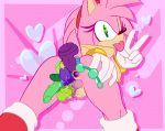 1girl amy_rose anal_beads anal_masturbation anal_penetration areola bent_over boots bracelet breasts buttplug clitoris dildo eggplant erect_nipples eyelashes food_insertion furry gloves green_eyes hairband heart heart-shaped_pupils hedgehog looking_at_viewer looking_back looking_pleasured multiple_insertions nipples presenting_hindquarters pussy pussy_juice quadruple_vaginal raised_tail ridiculous_fit sega sextuple_anal spread_ass thanu tongue tongue_out v vaginal_masturbation vaginal_penetration wink 