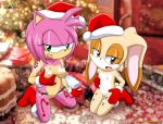  2_girls amy_rose bbmbbf christmas cream_the_rabbit mobius_unleashed multiple_girls palcomix sega sonic_(series) sonic_the_hedgehog_(series) 