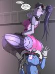  anal anal_insertion anal_sex anal_vore anus ass blue_skin bodysuit d.va female_only from_behind gloves head_in_ass head_insertion living_butt_plug looking_at_viewer medium_breasts overwatch purple_hair ripped_clothing starcross thick_thighs torn_bodysuit torn_clothes vore widowmaker yellow_eyes 
