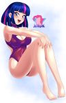  1_girl 1girl breasts danmakuman female female_only friendship_is_magic humanized looking_at_viewer mostly_nude my_little_pony one-piece_swimsuit sitting solo swimsuit twilight_sparkle twilight_sparkle_(mlp) 