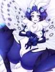  1girl 2016 anemone_(thescarletdevil) animal_humanoid areola arthropod bedroom_eyes blush breasts chest_tuft clitoris half-closed_eyes high_res humanoid insect insect_wings lying moth nipples nude on_back pussy seductive spread_legs spreading thescarletdevil thick_thighs tuft wide_hips wings 