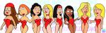  american_dad bonnie_swanson breasts cleavage connie_d&#039;amico crossover dark-skinned_female dark_skin family_guy francine_smith hayley_smith jillian_russell jillian_wilcox lana_lockhart lineup lois_griffin meg_griffin mrs._lana_lockhart multiple_girls nipples one-piece_swimsuit red_swimsuit roberta_tubbs swimsuit swimsuitcheesecake the_cleveland_show 