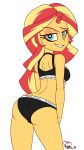  1_girl 1girl 2020 ass bra equestria_girls female female_only friendship_is_magic long_hair looking_at_viewer mostly_nude my_little_pony panties solo standing sunset_shimmer sunset_shimmer_(eg) two-tone_hair underwear 