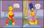 2girls big_breasts bynshy chubby lisa_simpson marge_simpson milf mother_and_daughter the_simpsons