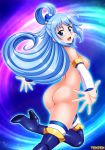  aqua_(konosuba) blue_eyes blue_hair blush breasts happy high_resolution kono_subarashii_sekai_ni_shukufuku_wo! nipples nude smile 