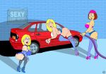  american_dad ass bra car_wash connie_d&#039;amico crossover family_guy francine_smith high_heels huge_breasts meg_griffin nano_baz panties text thighhighs thighs thong 