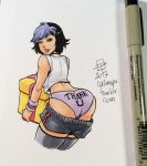 1girl 2017 asian ass big_ass big_hero_6 callmepo christmas female female_only from_behind gift gogo_tomago huge_ass looking_at_viewer marvel marvel_comics non-nude panties pinupsushi present solo_female
