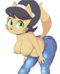  1girl anthro big_breasts black_nose breasts cat clothed clothing eyelashes feline furry hair mammal mrs._katswell nickelodeon nipples partially_clothed t.u.f.f._puppy topless unknown_artist 