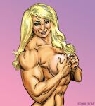 1girl beautiful_muscle_girl_tetsuko_(webcomic_series) big_breasts blonde_hair breasts dcmatthews muscle muscular_female tetsuko_breckenridge