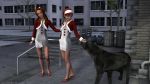  3d 3d_(artwork) alex_(extremexworld) beastiality breasts christmas christmas_giveaway_(extremexworld_comic) dog earrings extremexworld jessica_(extremexworld) lipstick nude_female red_hair size_difference 