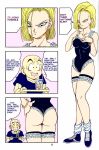  android_18 ass breasts censored_penis comic dragon_ball dragon_ball_z full_color krillin leotard masturbation nipples pussy shoes spread_pussy sweating 