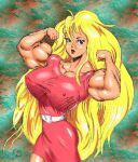  1girl beautiful_muscle_girl_tetsuko_(webcomic_series) big_breasts blonde_hair clothes dcmatthews green_eyes muscle muscular_female tetsuko_breckenridge 