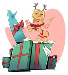 big_breasts blonde_hair blue_eyes bridgette_(tdi) christmas half-dressed half_naked hourglass_figure long_blonde_hair long_hair nickswift surfer_girl thick_ass thick_legs thick_thighs total_drama_island wrapped wraps