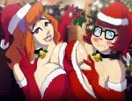  big_breasts christmas daphne_blake drawsputin looking_at_viewer mistletoe santa_hat scooby-doo velma_dinkley 