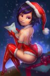 1girl asian ass big_ass big_breasts big_hero_6 breasts christmas christmas_outfit dat_ass female_only fernando_faria_(artist) gogo_tomago looking_at_viewer looking_back santa_costume santa_hat smile solo_female tease