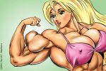 1girl beautiful_muscle_girl_tetsuko_(webcomic_series) big_breasts bikini blonde_hair dcmatthews earring green_eyes muscle muscular muscular_female tetsuko_breckenridge