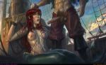  blue_eyes breasts cum cum_on_breasts cum_on_face disney erection exposed_breasts hair_grab mermaid princess_ariel questionable_consent red_hair restrained sabudenego_(artist) the_little_mermaid 