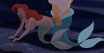  blue_eyes bra bra_down breasts disney exposed_breasts father_&amp;_daughter from_behind incest king_triton princess_ariel red_hair seashell_bra sex the_little_mermaid 