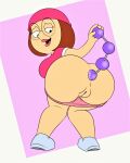  anal_beads anal_insertion ass family_guy glasses hat meg_griffin panties_down shaved_pussy thighs 