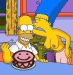  breasts erect_nipples homer_simpson kissing marge_simpson the_simpsons topless wvs 
