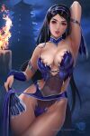 1girl alluring armpits big_breasts black_hair brown_eyes cleavage female_abs female_only fingerless_gloves kitana looking_at_viewer midway_games mortal_kombat mortal_kombat_4 mortal_kombat_armageddon mortal_kombat_deadly_alliance mortal_kombat_deception mortal_kombat_ii prywinko revealing_clothes solo_female ultimate_mortal_kombat_3 voluptuous