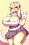  1girl anthro big_breasts breasts canine cleavage clothed clothing furry gloves maid_uniform mammal tailzkim uniform wolf 