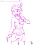  charlotte_la_bouff corset disney joe_randel looking_at_viewer monochrome no_panties pussy stockings the_princess_and_the_frog 