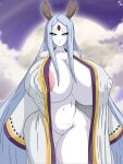  barely_clothed bathrobe blue_eyes blue_hair extra_eyes female gigantic_ass gigantic_breasts goddess horns hourglass_figure huge_breasts kaguya_ootsutsuki milf naruto naruto_shippuden red_eyes sexy sexy_ass sexy_body sexy_breasts solo ultiblackfire wide_hips 