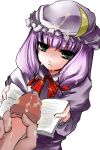  atoshi bad_id book cum ejaculation hat long_hair patchouli_knowledge penis purple_hair ribbon ribbons solo touhou uncensored 