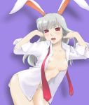  animal_ears azuna breasts bunny_ears female long_hair nipples nude reisen_udongein_inaba shirt solo touhou 