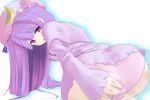  1girl bad_id female hat long_hair muranisaki panties patchouli_knowledge pink_panties purple_hair ribbon ribbons solo touhou underwear 