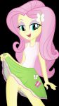  black_background clothed equestria_girls female female_human fluttershy fluttershy_(mlp) friendship_is_magic human long_hair my_little_pony no_panties pussy skirt skirt_lift standing 