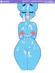  1girl 1girl 3mangos anthro blue_fur breasts cartoon_network closed_eyes cum cum_in_hands cum_on_breasts cum_on_leg cum_on_stomach cum_on_tongue cum_splattered domestic_cat felid feline felis fur furry high_res mammal mature_female navel nicole_watterson nipples nude open_mouth pussy simple_background the_amazing_world_of_gumball tongue tongue_out white_background 