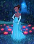  breasts clothed disney dress enigmawing exposed_breasts gloves looking_at_viewer princess_tiana the_princess_and_the_frog 