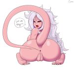  android_21 ass black_sclera canime dragon_ball_fighterz looking_back majin_android_21 monster_girl nude pink_skin pointy_ears pussy red_eyes tail 