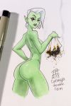 1girl 2018 ass big_ass big_butt bonita_en_blanco bottomless butt callmepo female female_only freckles green_skin huge_ass large_ass lord_dominator nude pinupsushi red_eyes solo topless wander_over_yonder white_hair