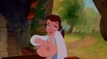  1girl areola beauty_and_the_beast big_breasts blush breasts breasts_out brown_eyes brown_hair disney edit editfag female_only huge_breasts human lipstick long_hair nipples no_bra princess_belle puffy_nipples rolling_eyes smile sweat 