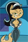  belt black_hair breasts breasts cat furry furry_female furry_only green_eyes kitty_katswell mikesouthmoor nickelodeon nipples smile t.u.f.f._puppy tail white_gloves 