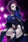 1girl big_breasts cerberuslives cleavage dc_comics female_only grail_(dc) raven_(dc) shaved_side side_shave teen_titans wilko
