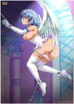  angel ass big_breasts blue_hair bondage leggings nanael palcomix palcomix queen&#039;s_blade stockings 
